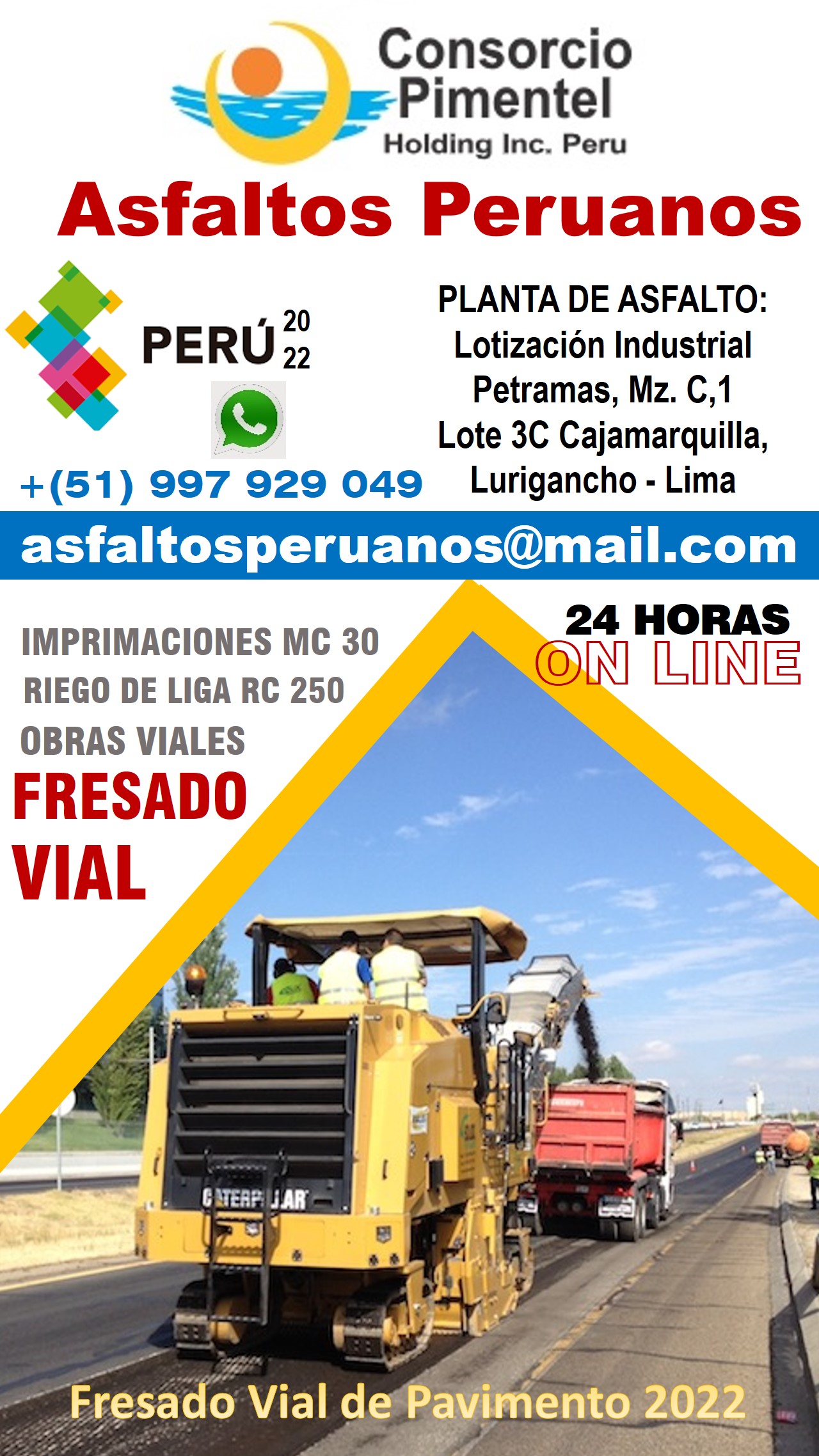 Fresado de Asfalto precio por m2 Imprimaciones y Asfaltado Perú 2023